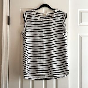 Jcrew black and white striped shell